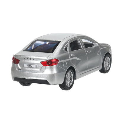 Машина металл LADA vesta 11,5 см, двери, серый, кор. Технопарк в кор.2*36шт