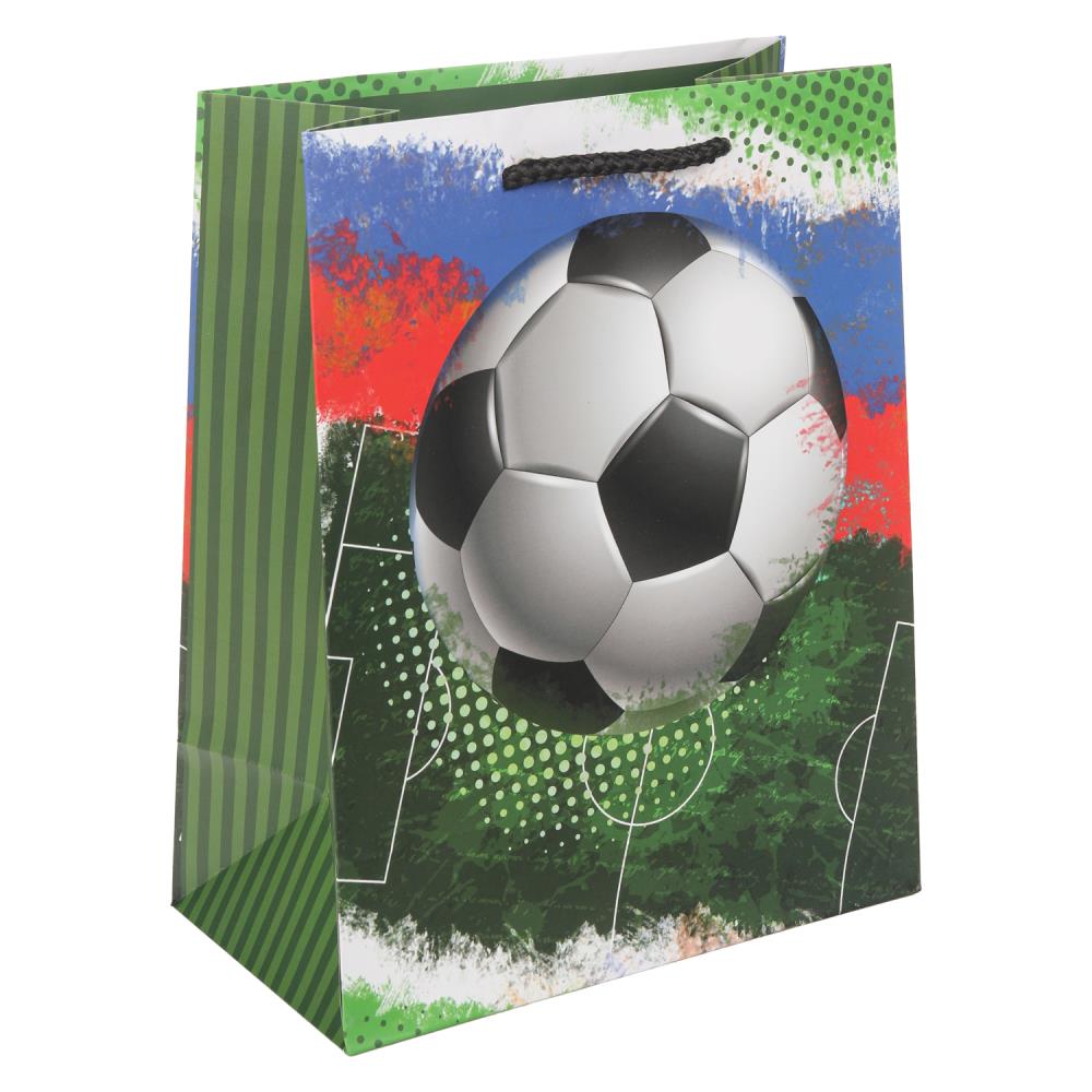 Пакет подарочный МАТОВЫЙ м,футбол,140 гр/м2 ЧУДО ПРАЗДНИК в кор.12*12шт