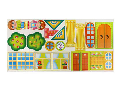 Мозаика магнитная. Веселый городок (5 цветов, 220 магнитных фишек, 30 дополнительных элементов)