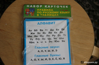 Правила по русскому языку в таблицах (25 карточка с европодвесом)