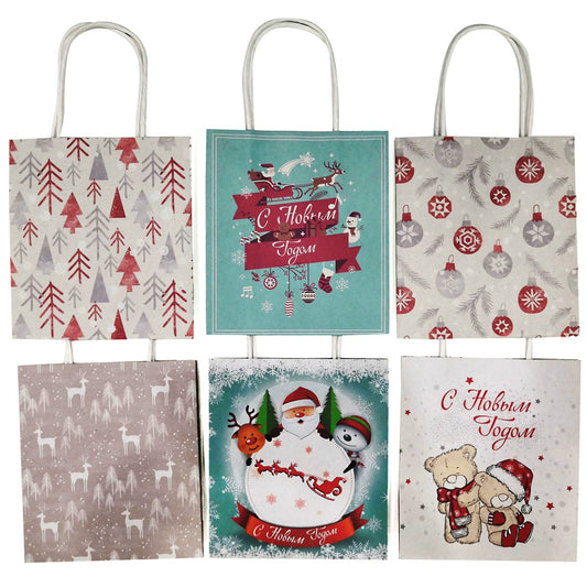 Пакет подарочный "Новогодний" арт.69243 17.8х22.9х9.8см print kraft, NY/12 (Новый год)