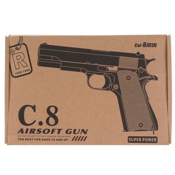 Pistolet (п) métal, chargeur simple, avec pistolets C8 en cor. dans le cor.36шт