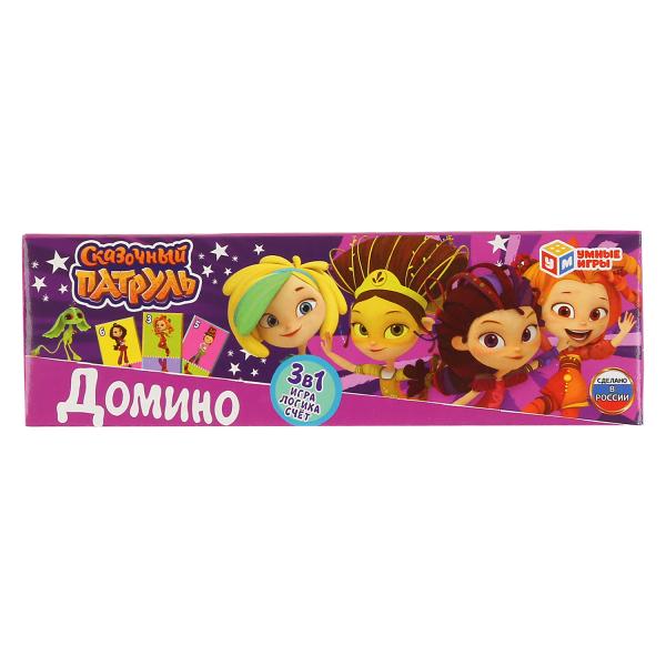 ДОМИНО ПЛАСТМАССОВОЕ "УМНЫЙ ИГРЫ" СКАЗОЧНЫЙ ПАТРУЛЬ 3-В-1 В КОР. в кор.100шт