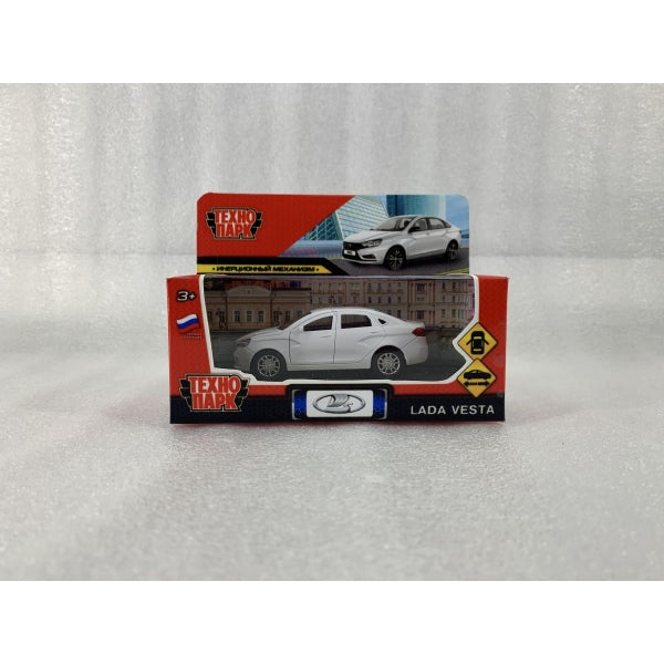 Машина металл LADA vesta 11,5 см, двери, белый, Технопарк