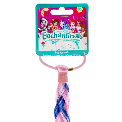 Аксесс д/девочек ЭНЧЕНТИМАЛС резинка с косой (розовый/фиолет./голубой) МИЛАЯ ЛЕДИ уп-10шт в кор.50уп