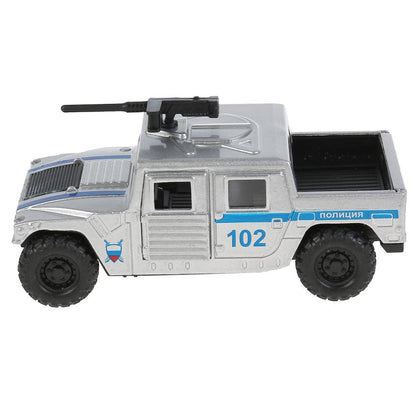 Машина металл свет-звук ПОЛИЦЕЙСКИЙ ВНЕДОРОЖНИК ПИКАП 12см, двер, сер, кор. Технопарк в кор.2*36шт