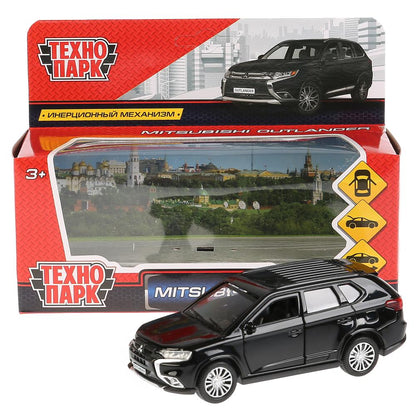 Машина металл "MITSUBISHI OUTLANDER" 12см, открыв. двери, инерц, черный в кор Технопарк в кор.2*36шт