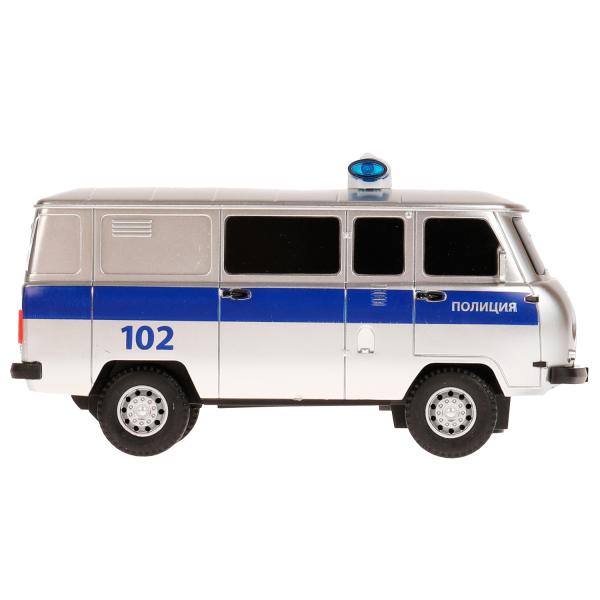 Машина р/у УАЗ 452 ПОЛИЦИЯ, 18 см, свет, сереб, кор. Технопарк в кор.2*24шт