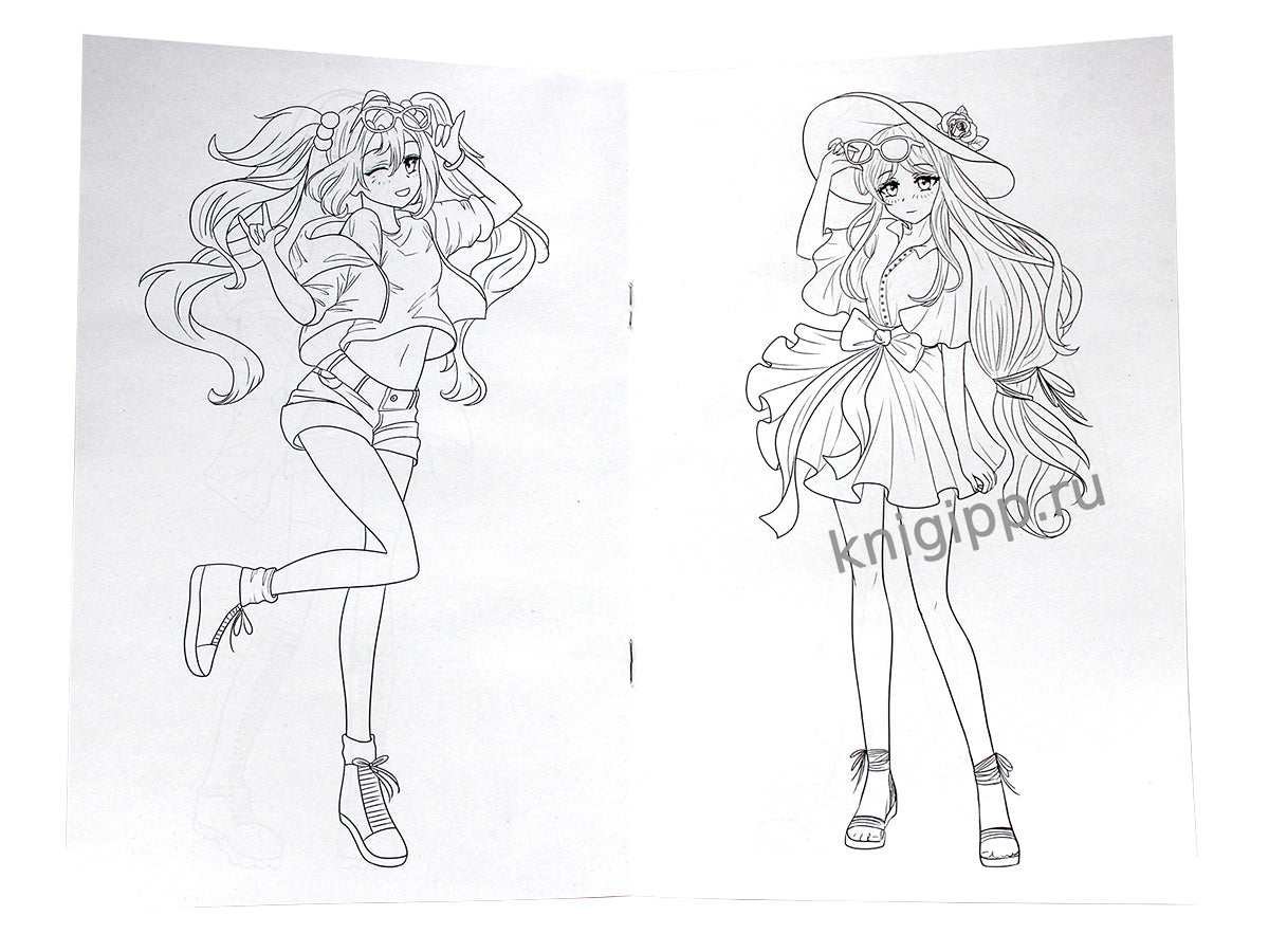 АНИМЕ-РАСКРАСКА. ДЕВОЧКИ АНИМЕ