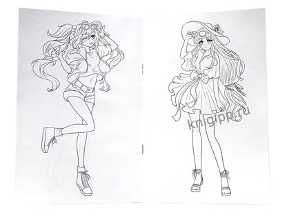 АНИМЕ-РАСКРАСКА. ДЕВОЧКИ АНИМЕ