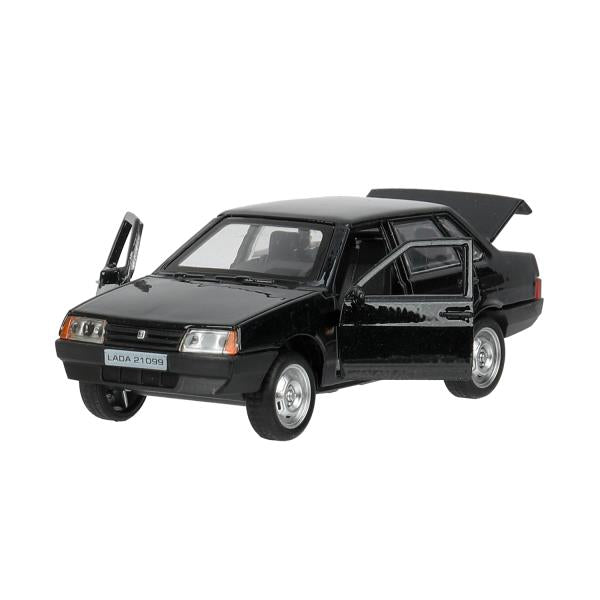 Машина металл свет-звук LADA 21099"спутник",12см,откр дв,баг,инер,черный,кор Технопарк в кор.2*36шт