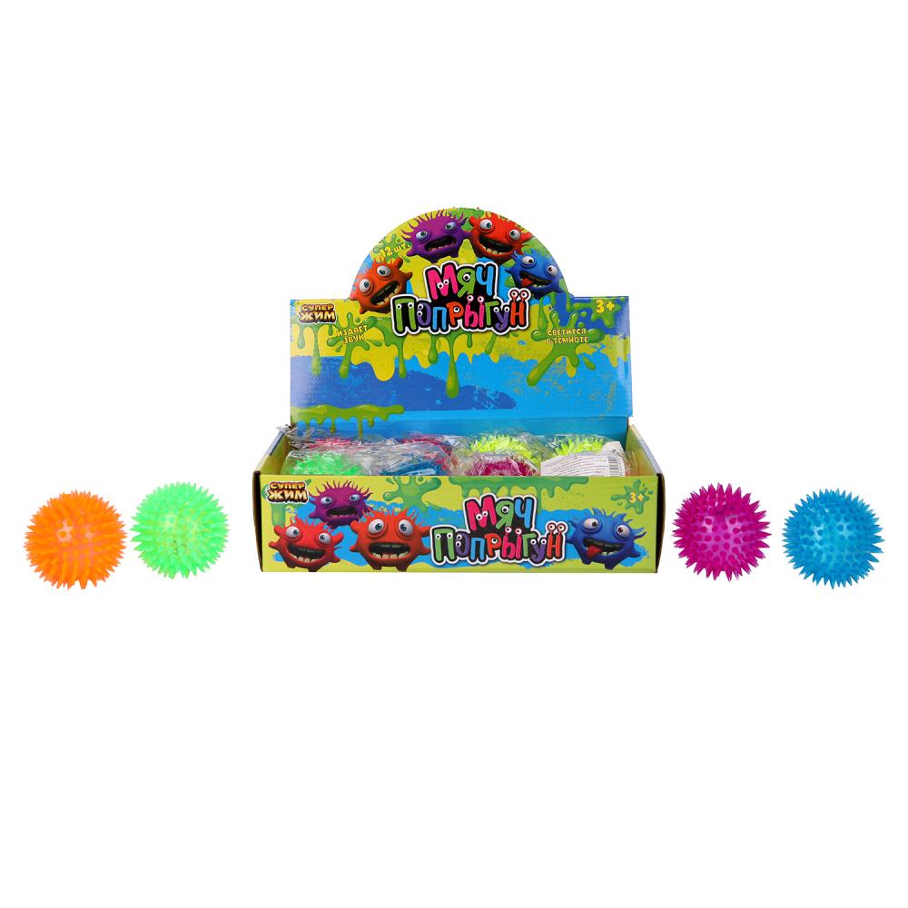 Игрушка мяч-попрыгун 7,5см светится, цвета в сборе, светодиод Супер Жим уп-12шт в кор.12уп