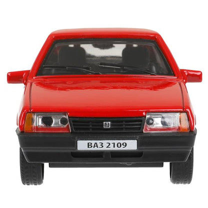 Машина металл Ваз-2109 "СПУТНИК" 12 см, двери, багажник, инер, красный, кор. Технопарк в кор.2*36шт