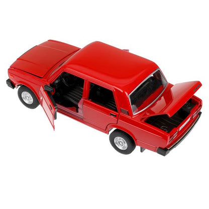 Машина металл свет-звук LADA ваз 2107, дв, кап, баг, св-зв,инер,17,5 см,крас Технопарк в кор.2*18шт