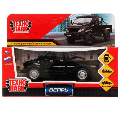 VEPRNEXT-12-BK329054 Машина металл ГАЗ ВЕПРЬ 12,5 см, двери, инерц, черн, кор. Технопарк в кор.2*60ш
