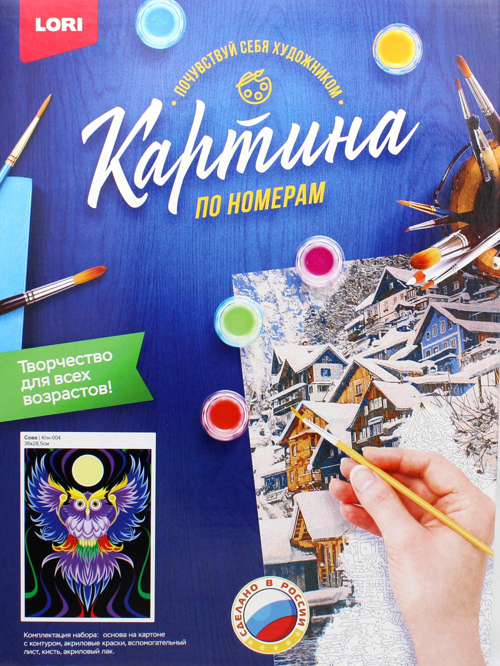 Картина по номерам на картоне "Сова"