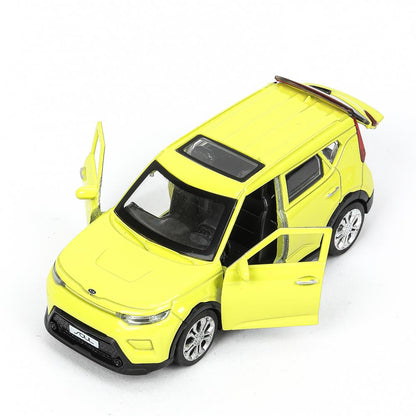 Машина металл KIA soul длина 12 см, двери, багаж., инерц, салатовый, кор. Технопарк в кор.2*36шт