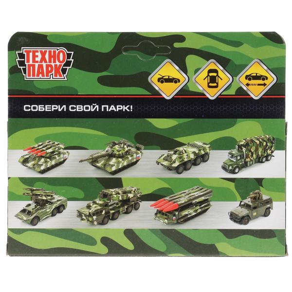 Машина металл АРМЕЙСКИЙ ВНЕДОРОЖНИК ПИКАП 12 см, двери, багажн, черн, кор. Технопарк в кор.2*36шт