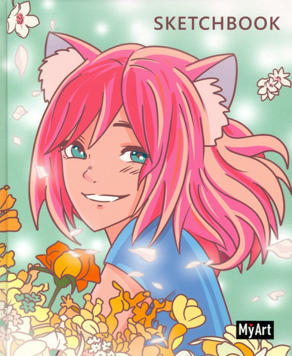 MyArt. АНИМЕ СКЕТЧБУК. ДЕВОЧКА В ЦВЕТАХ