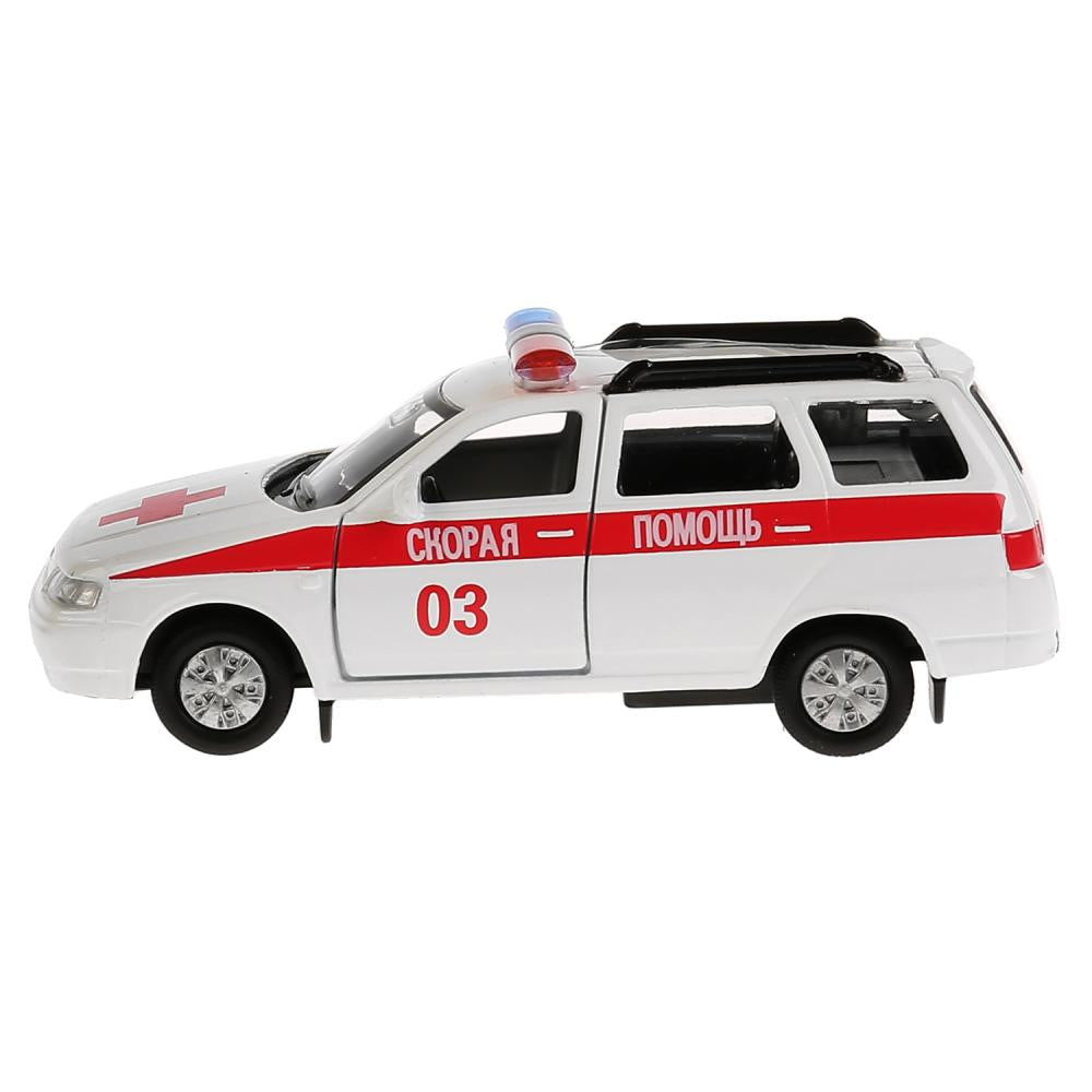 Машина металл LADA 111 скорая 12см, открыв. двери и багажник, инерц в кор. ТМ Технопарк в кор.2*24шт