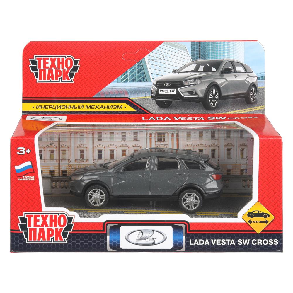 Машина металл LADA VESTA SW CROSS 10,5 см, инерц, темно-серый, кор. Технопарк в кор.2*36шт