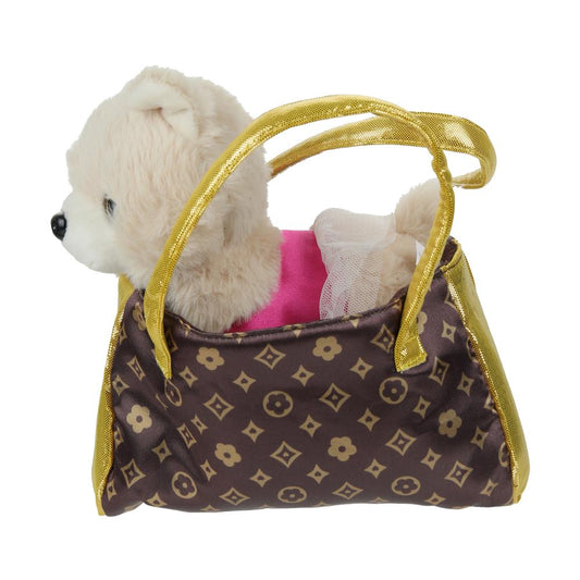 Мягкая игрушка собака 18см в коричневой сумочке луи виттон, в пак МОЙ ПИТОМЕЦ в кор.24шт