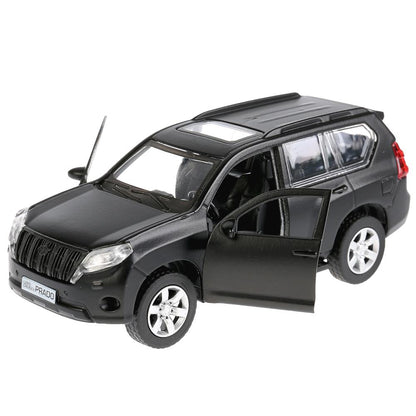 Машина металл TOYOTA PRADO МАТОВАЯ ЧЕРНАЯ, 12см, открыв. двери, инерц. Технопарк в кор. в кор.2*36шт