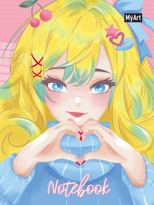 MyArt. БЛОКНОТ в линию Яркие девочки Аниме. Девочка с жёлтыми волосами