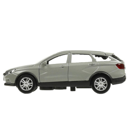 Машина металл LADA VESTA SW CROSS 12 см, двери, багажник, серый, кор. Технопарк в кор.2*36шт