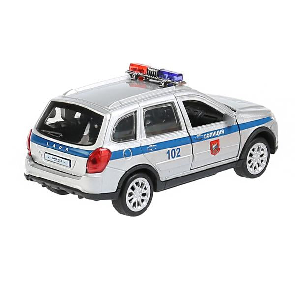 Машина металл свет-звук "lada granta cross 2019 полиция"12см,инерц,серебристый Технопарк в кор2*36шт