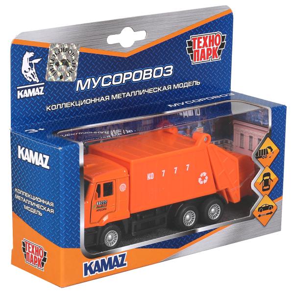 Машина металл KAMAZ МУСОРОВОЗ, 12 см, двери., подвиж.дет., инерц., кор. Технопарк в кор.2*24шт