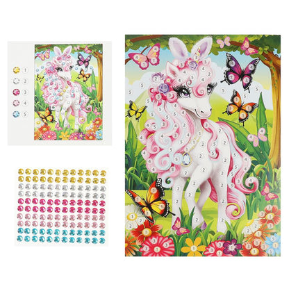 Аппликация стразами в пакете 15*21 см единорог МУЛЬТИ АРТ в кор.100шт