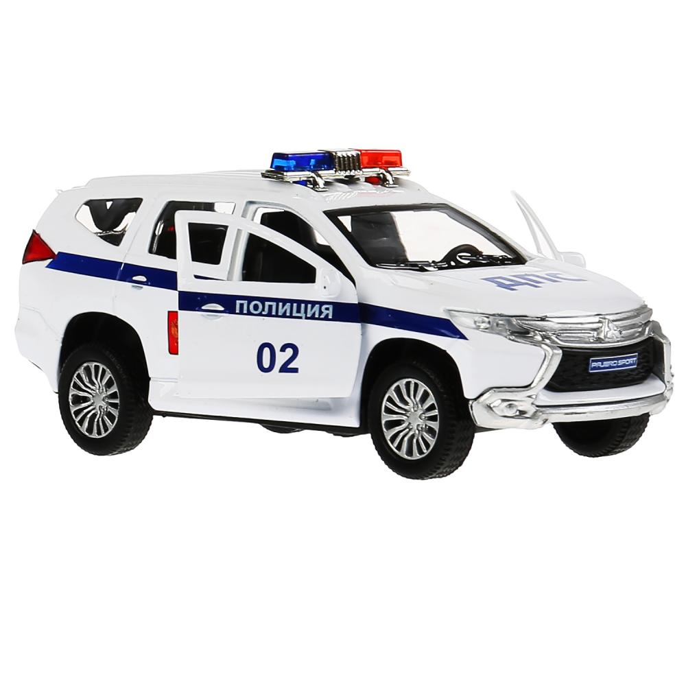 Машина металл MITSUBISHI PAJERO SPORT ПОЛИЦИЯ, 12 см, дв, баг, ин,белый,кор Технопарк в кор.2*36шт