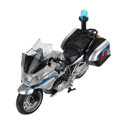 Модель металл свет-звук МОТОЦИКЛ BMW R1200 RT 13 см,живой дет, сереб, кор. Технопарк в кор.2*24шт