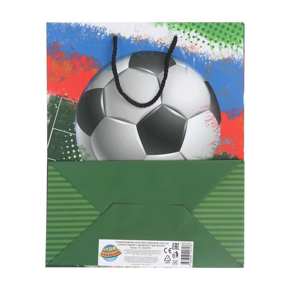 Пакет подарочный МАТОВЫЙ l,футбол,140 гр/м2 ЧУДО ПРАЗДНИК в кор.10*12шт