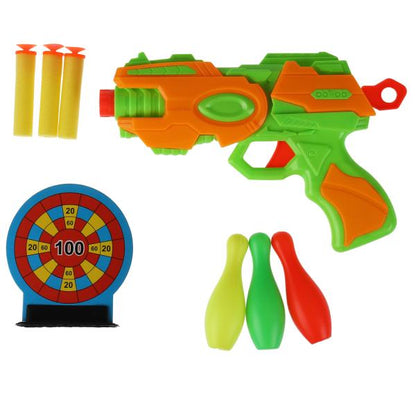 Бластер мягкие пули, кегли, блист.21,5*28,7*3см ИГРАЕМ ВМЕСТЕ в кор.2*60шт