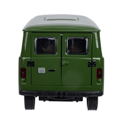 Машина металл свет-звук УАЗ УАЗ 452, 18,5 см, св-зв, дв люк, баг, ин, зеленый Технопарк в кор.2*18шт