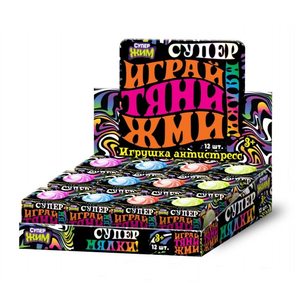 Игрушка-антистресс квадратные мялки с мукой, дисплей Супер Жим уп-12шт в кор.4уп