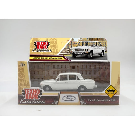 Машина металл LADA lada 2106 длина 10,5 см, инерц, белый, кор. Технопарк в кор.2*36шт