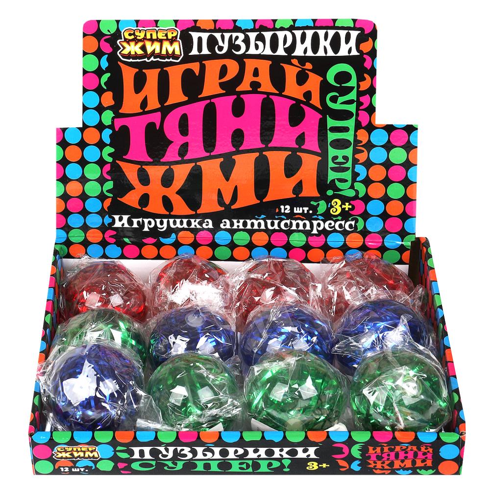 Игрушка жмяка мяч Со светом 6см, цвета в сборе, светодиод Супер Жим уп-12шт в кор.6уп