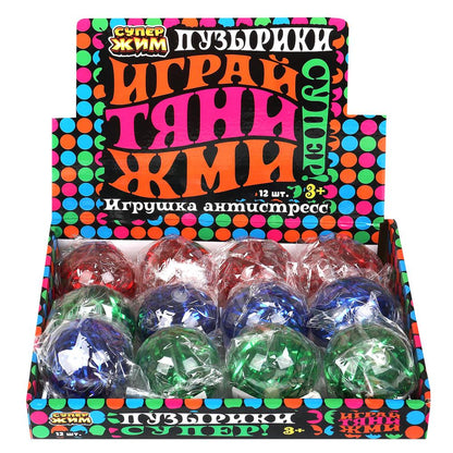 Игрушка жмяка мяч Со светом 6см, цвета в сборе, светодиод Супер Жим уп-12шт в кор.6уп