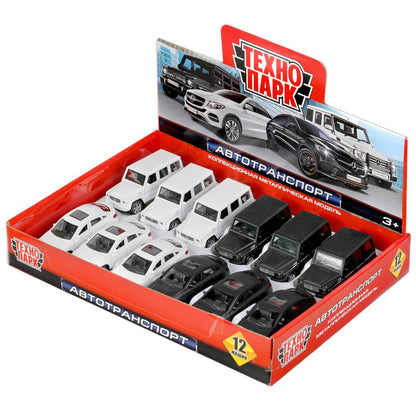 Машина металл MERCEDES-BENZ g-class/mercedes gle-coupe 12см, дв,баг, асс. Технопарк уп-12шт в кор6уп