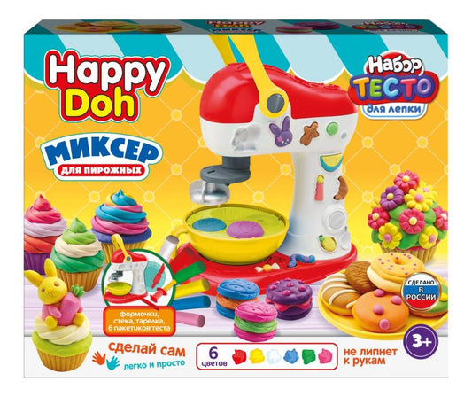 Набор с тестом для лепки миксер для пирожных, 33 см HAPPY DOH в кор.3шт