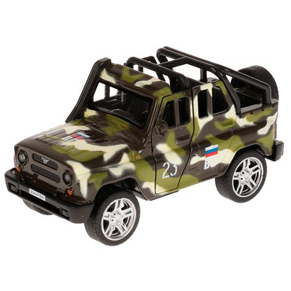 Машина металл UAZ HUNTER beach ВОЕННЫЙ, 11,5 см, откр дв, багаж., ин., kor. Parc technologique dans le cor.2*36шт