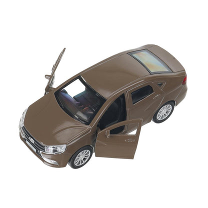 Машина металл LADA vesta 11,5 см, двери, коричневый, кор. Технопарк в кор.2*36шт