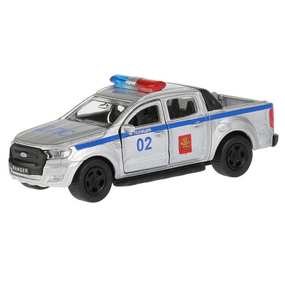 Машина металл FORD Ranger пикап полиции 12см, открывающий. двери, инерц. в кор. Технопарк в кор.2*24шт