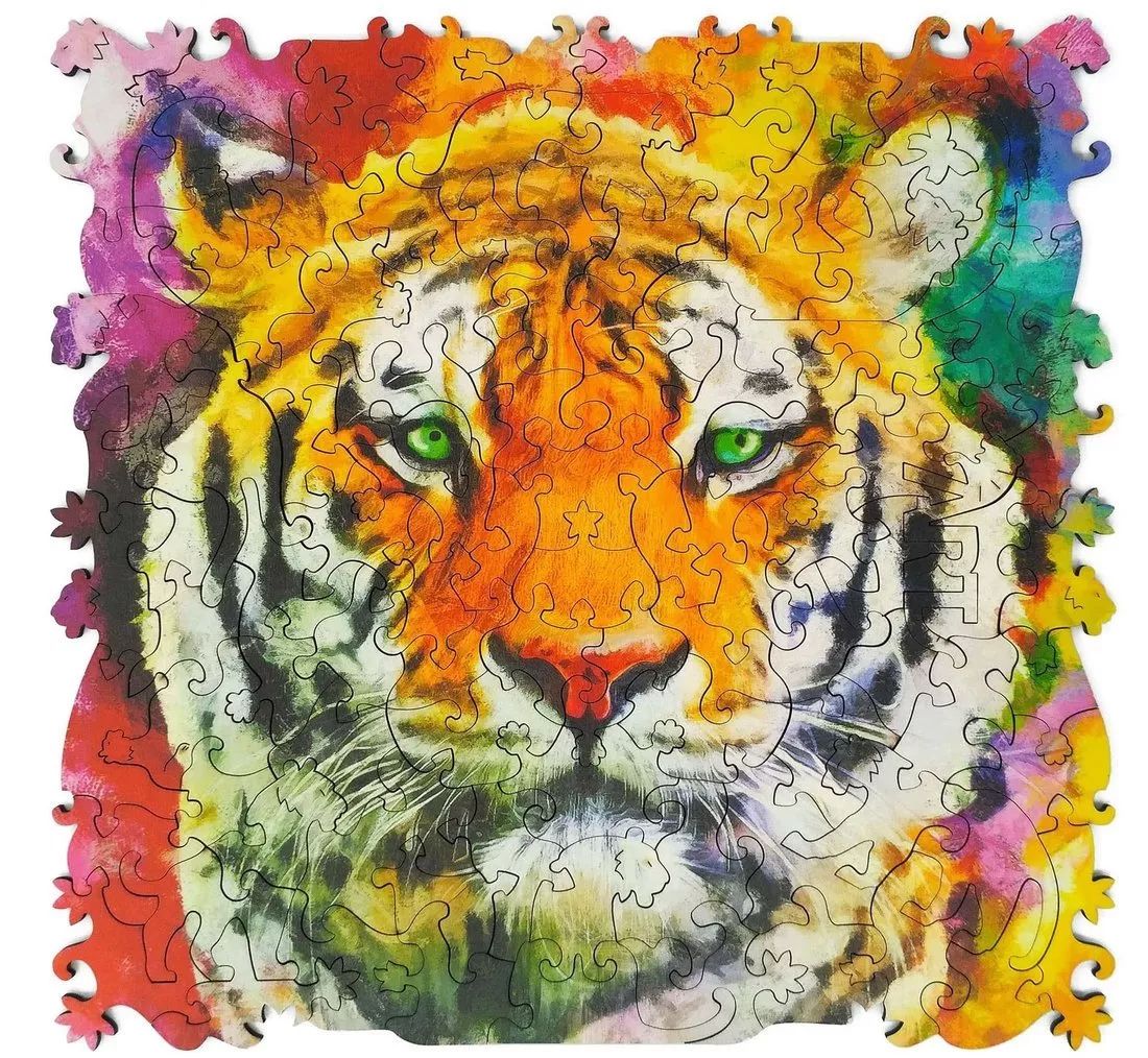 Фигурный деревянный пазл "ANIMAL ART" Тигр 108 дет. арт.8389 (мрц 690 руб.) /24