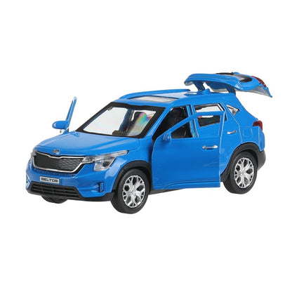 Машина металл KIA seltos длина 12 см, двери, багажник., инерц, синий, кор. Технопарк в кор.2*36шт