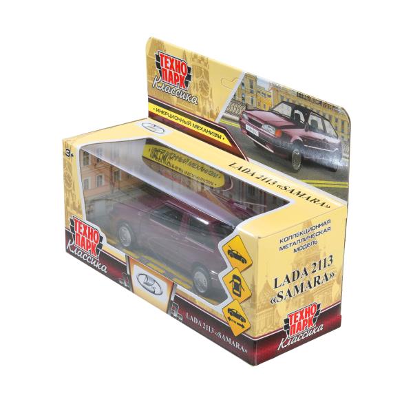 Машина металл ваз-2113 12 см, двери, багажник, инер,красный, кор. Технопарк в кор.2*36шт