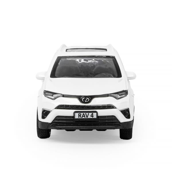 Машина металл TOYOTA RAV4 длина 12 см, двери, багажник, инерц, белый, кор. Технопарк в кор.2*36шт